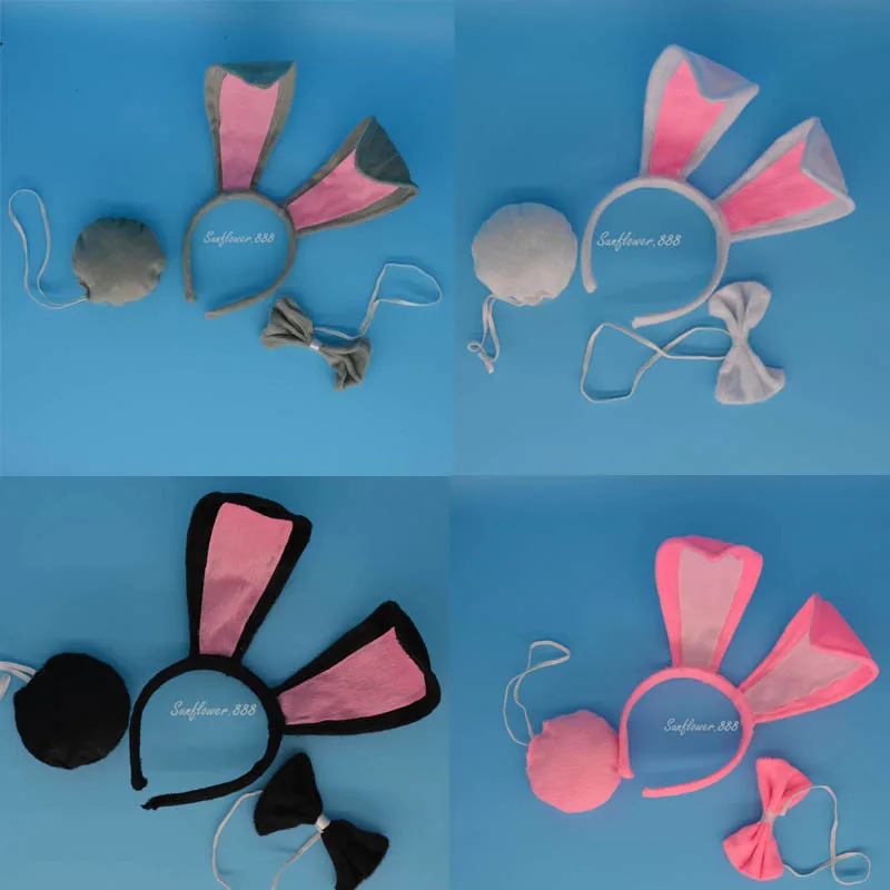 font b Women b font Girl Long Bunny Rabbit Ears Headband Tie Tail Cosplay Costume