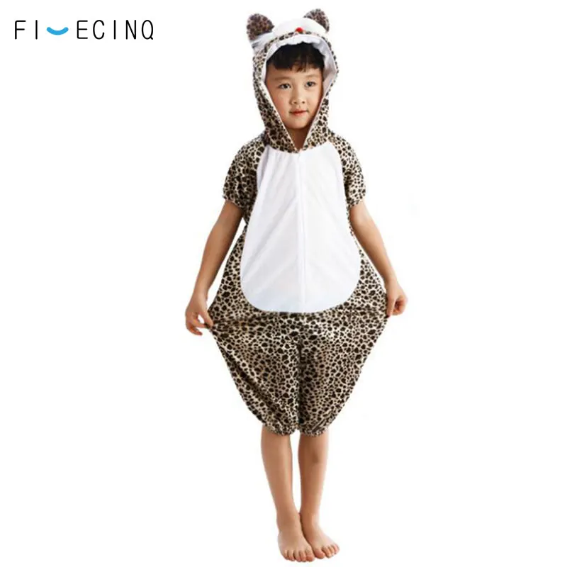 

Kids Halloween Costume Animal Leopard Pajama Short Sleeve Cartoon Cosplay Suit Boy Girl Festival Carnival Party Show Game Fancy