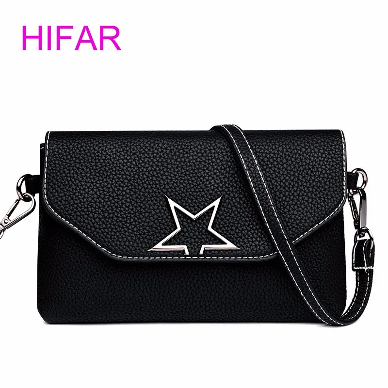 

2018 Brand Design PU Leather Women Messenger Bag Small Crossbody Shoulder Bag Star Leather Envelope Clutch with Wristlet