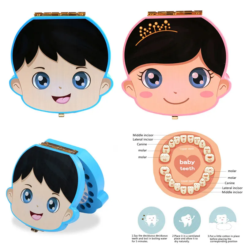 Детские молочные зубы сохранить Органайзер зуб Коробка для детских зубов Keepsake Коробка для хранения молочных зубов сохранить Органайзер Чехол Контейнер