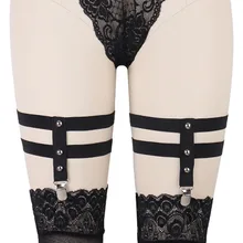 Панк Танец на шесте бондаж жгут ноги подвязки рейв Пояс для чулок тела жгут Harajuku Фетиш Готическая подвязка ремень металлические зажимы