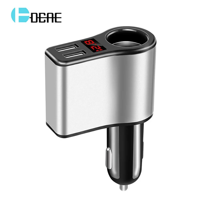 Автомобильное зарядное устройство DCAE с USB со светодиодным экраном прикуриватель