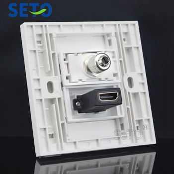 

SeTo 86 Type HDMI + TV Connector Panel Wall Plate Socket Keystone Faceplate