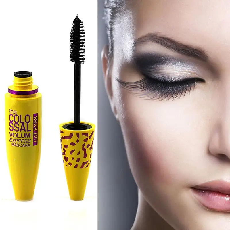 2016 Hot Sale Professional Yellow Leopard Colossal Mascara Volume Express Makeup Curling Waterproof Eyelashes MK0019