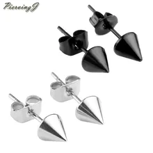 Пирсинг 1-10 пар 22 г(0,6 мм) серебристое/черное острие из нержавеющей стали конусные серьги-гвоздики в стиле панк для мужчин и женщин