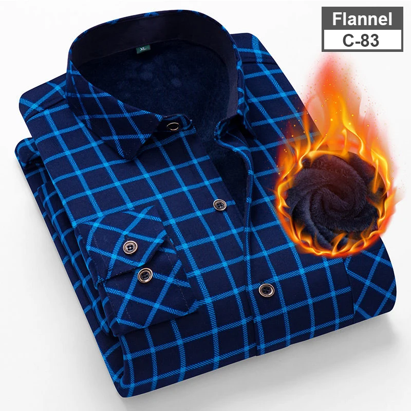 NIGRITY 2018 Autumn Winter Men's Long Sleeve Plaid warm Thick Fleece lining Shirt fashion soft Casual flannel plus size L-4XL