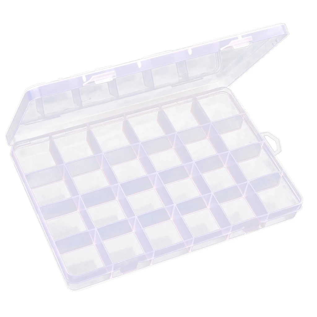 Transparent Jewelry Storage Box Bead Nail Art Tools Organizer Case 24 Grids