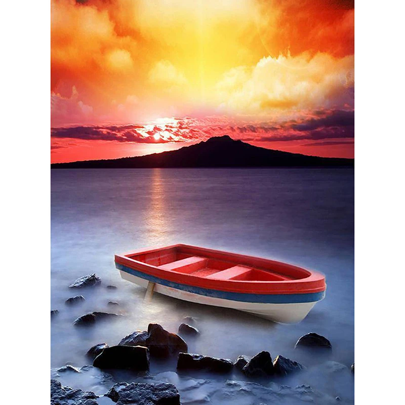 

Needlework Resin Diamond Embroidery Amazing Seaside Diy Diamond Painting Rhinestones Round Drill Mosaic Painting