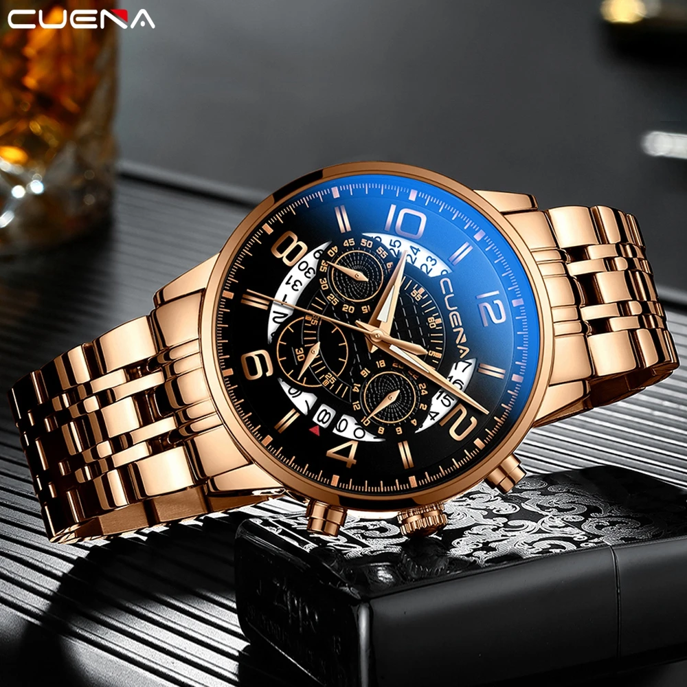 Luxury Watches For Man Fashion Sport Stainless Steel Wrist Watch Chronograph Quartz Clock Horloge Waterdicht Heren With Calendar