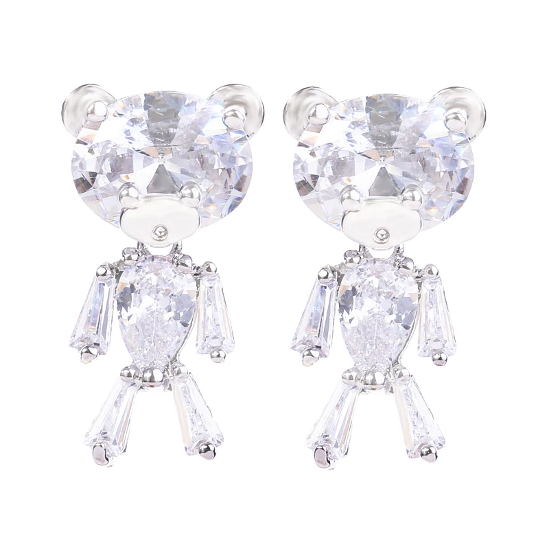 Высококачественные серьги-гвоздики с милым медведем из Кубического циркония для женщин, женские аксессуары, вечерние, лучший подарок