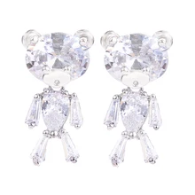 Высококачественные серьги-гвоздики с милым медведем из Кубического циркония для женщин, женские аксессуары, вечерние, лучший подарок