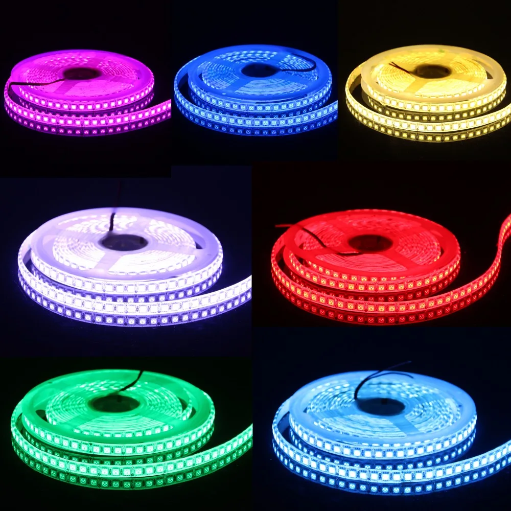 5050 RGB Светодиодная лента Водонепроницаемая 5 м 600LED DC 12V гибкая с питанием и