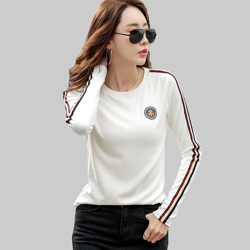 

shintimes Long Sleeve T Shirt Women 2020 Cotton T-Shirt Female Korean Style Woman Clothes Plus Size Tshirt Vogue Tee Shirt Femme