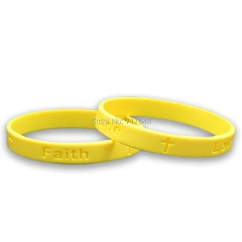 

100pcs faith love hope cross wristband silicone bracelets free shipping by FEDEX