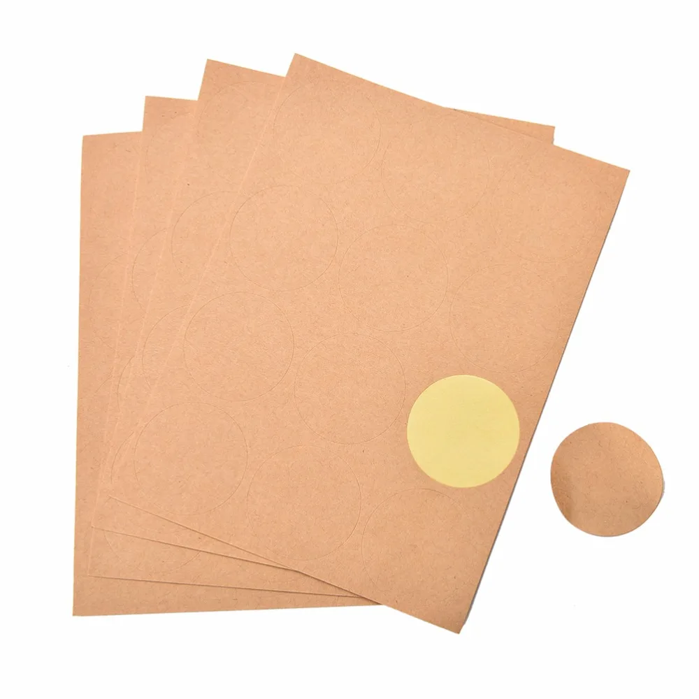 

4 sheet Kraft Paper Scalloped Round Stickers Blank Wedding Favours Labels Rustic Wedding Party Christmas Decoration