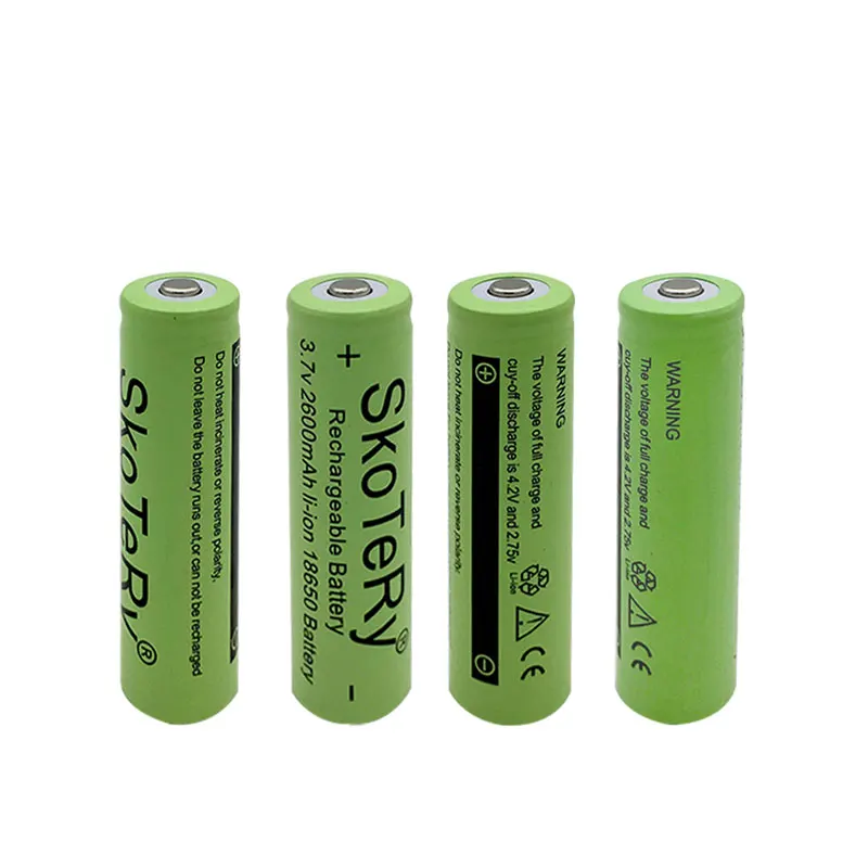 SkoTeRy 3X2600mAh 3,7 V 18650 аккумуляторная литиевая батарея Емкость и низкое внутреннее сопротивление для фонарика зеленый