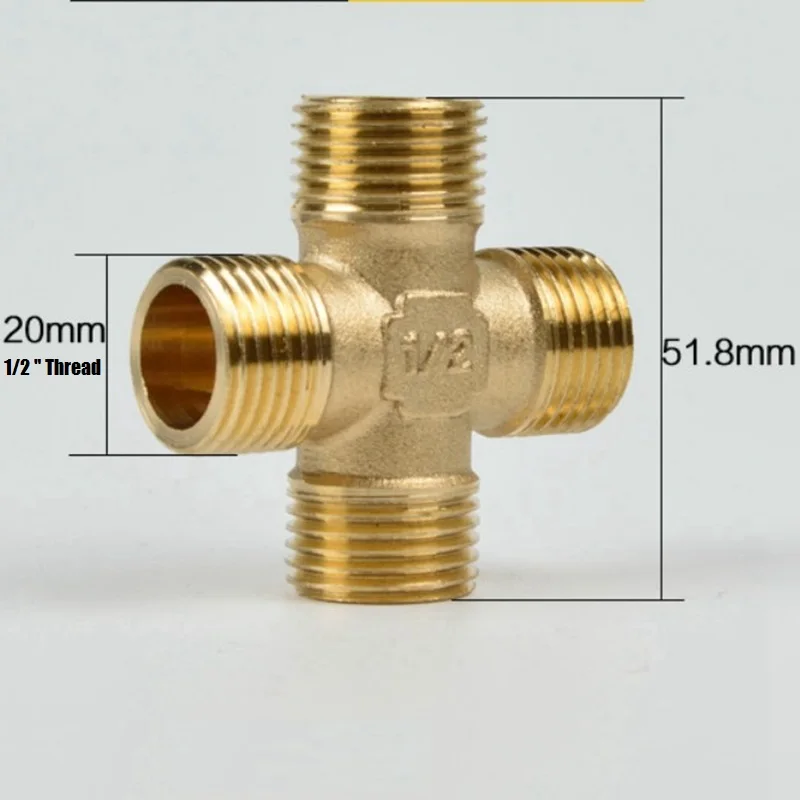 1/" 20 мм четырехходовое резьбовое соединение с внешней резьбой Соединенные медные пластины шланг водопроводная труба перекрестный разъем разветвители