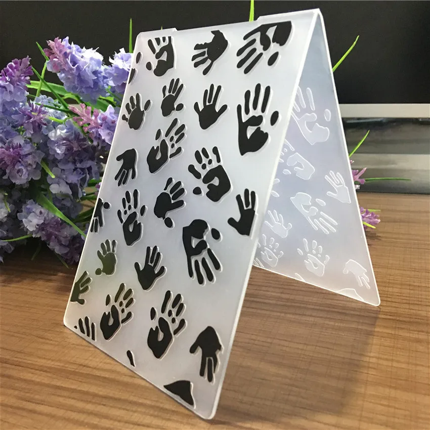  Hand Print Plastic Embossing Folder For Scrapbooking Paper Card Photo Album Cute Hand Stencil DIY G - 32948525072