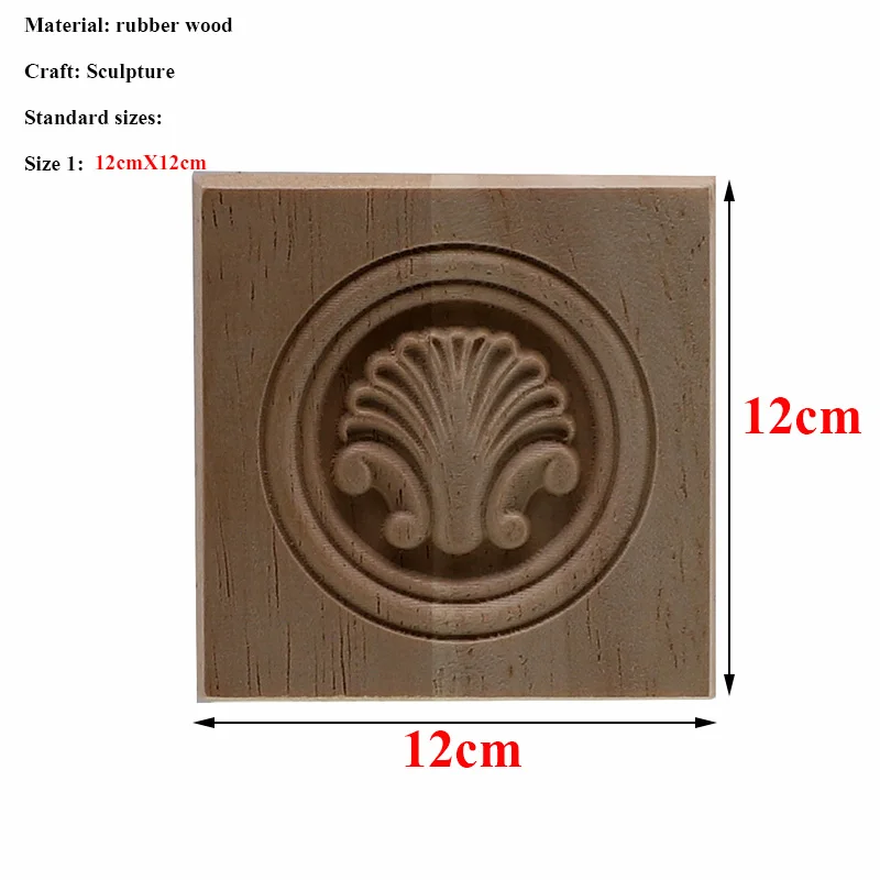 Декоративные модные цветочные деревянные наклейки с резьбой Угловые аппликации рамка Стены Двери Мебель резьба по дереву деревянные фигурки ремесла дома - Цвет: 12cmX12cm