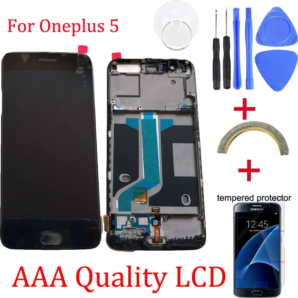 Для oneplus 5 сменный ЖК-дисплей+ кодирующий преобразователь сенсорного экрана в сборе Замена для oneplus 5+ Бесплатные инструменты ремонтный комплект