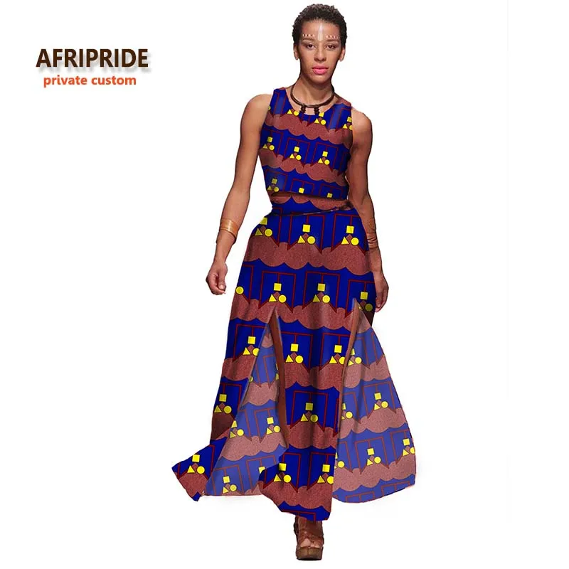 

2017 AFRIPRIDE private custom african clothing summer dress for women sleeveless ankle-length O-neck fashion party dress A722536