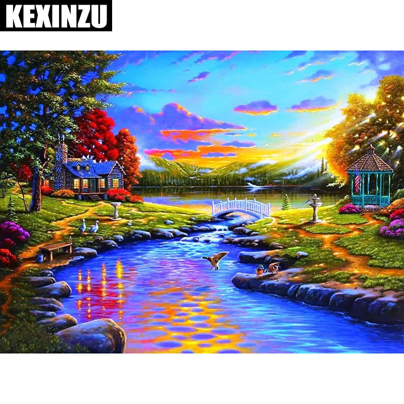 

diamond painting full square/round Mosaic-FRiver water-Cross Stitch Rhinestone with embroidery Wedding decoration