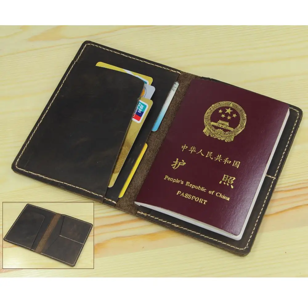 

Vintage men Genuine leather passport cover travel passport holder Bag Leather Passport case Wallet license credit Card holder