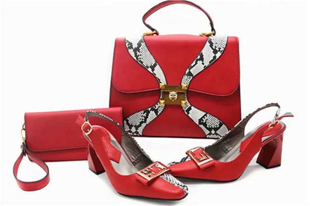 

Red Hot selling Italian designs Shoes and Bag Set in high quality for party banquet