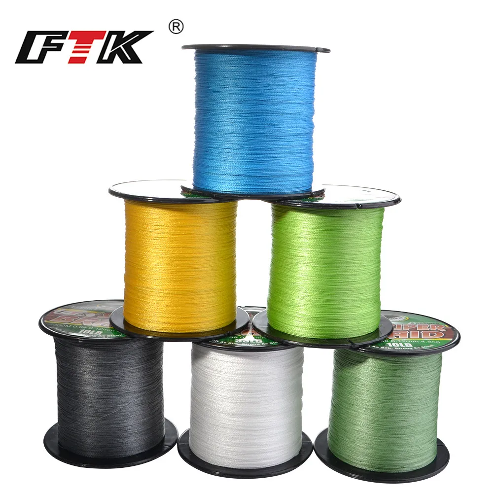 

FTK Fishing Line 300M PE Braided Wire 0.4-6.0 Code 4 Strands 8LB 10LB 20LB 60LB PE Braided Multifilament Fishing Line
