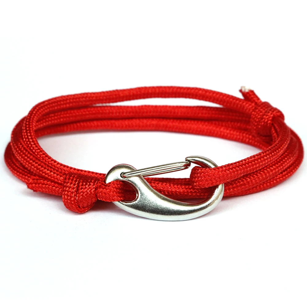 

New Fashion Buckle Bracelets Men Charm Survival Rope Chain 4mm Paracord Male Wrap Metal Sport Wholesale Sliver Ancho VIKINGSMAP