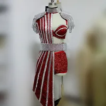 Пикантные блестки половина тела длинная стильная куртка со стразами кисточкой epolet наряд Ds Dj модный дизайн женская певица костюмы с кристаллами