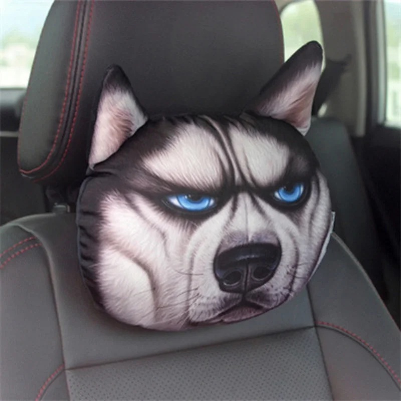 New Cute Animal Car Headrest Cool Dog Head Neck Rest Nap Cushion Pillow Waist Pillow With Core+Activated Carbon Cushions - Цвет: 8