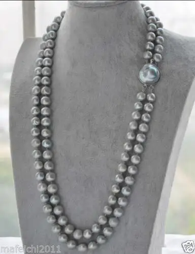 

FREE SHIPPING>>>@@ DOUBLE STRANDS SOUTH SEA AAA 9-10MM GRAY PEARL NECKLACE 20 INCH