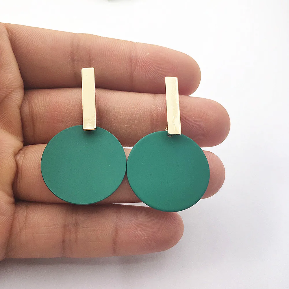 

Minimalist Round Pendant Earrings Rectangular Metallic Geometric Earrings Gold Long Earrings for Women Fashion Jewelry W666-W672