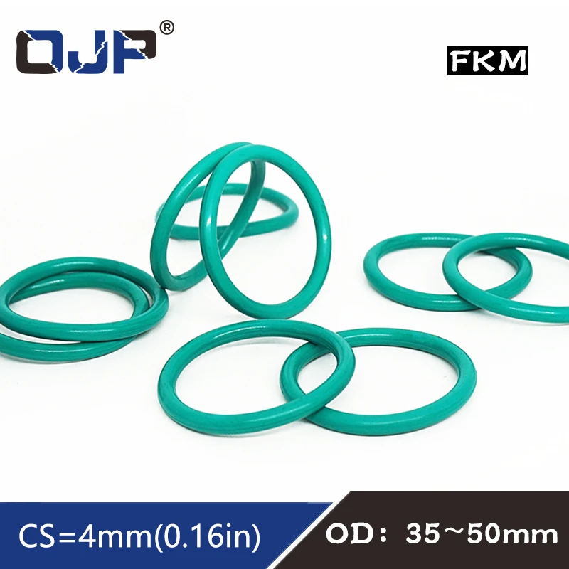 

5PCS/lot Rubber Ring Green FKM O ring Seal 4mm Thickness OD35/36/38/40/42/44/45/46/48/50mm Rubber O-Ring Seal Gasket Ring Washer