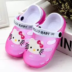 2019 летние для маленьких девочек Босоножки детей рисунок «Hello Kitty» обувь малыша сандалии для девочек детские шлепанцы тапочки сандалии ЕС