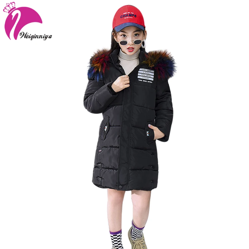 

weiqinniya Girls Down Parkas Jackets Winter Kids Down Jacket For Girl Fashion Children Fur Hooded Jackets For Girls Parka Jacket