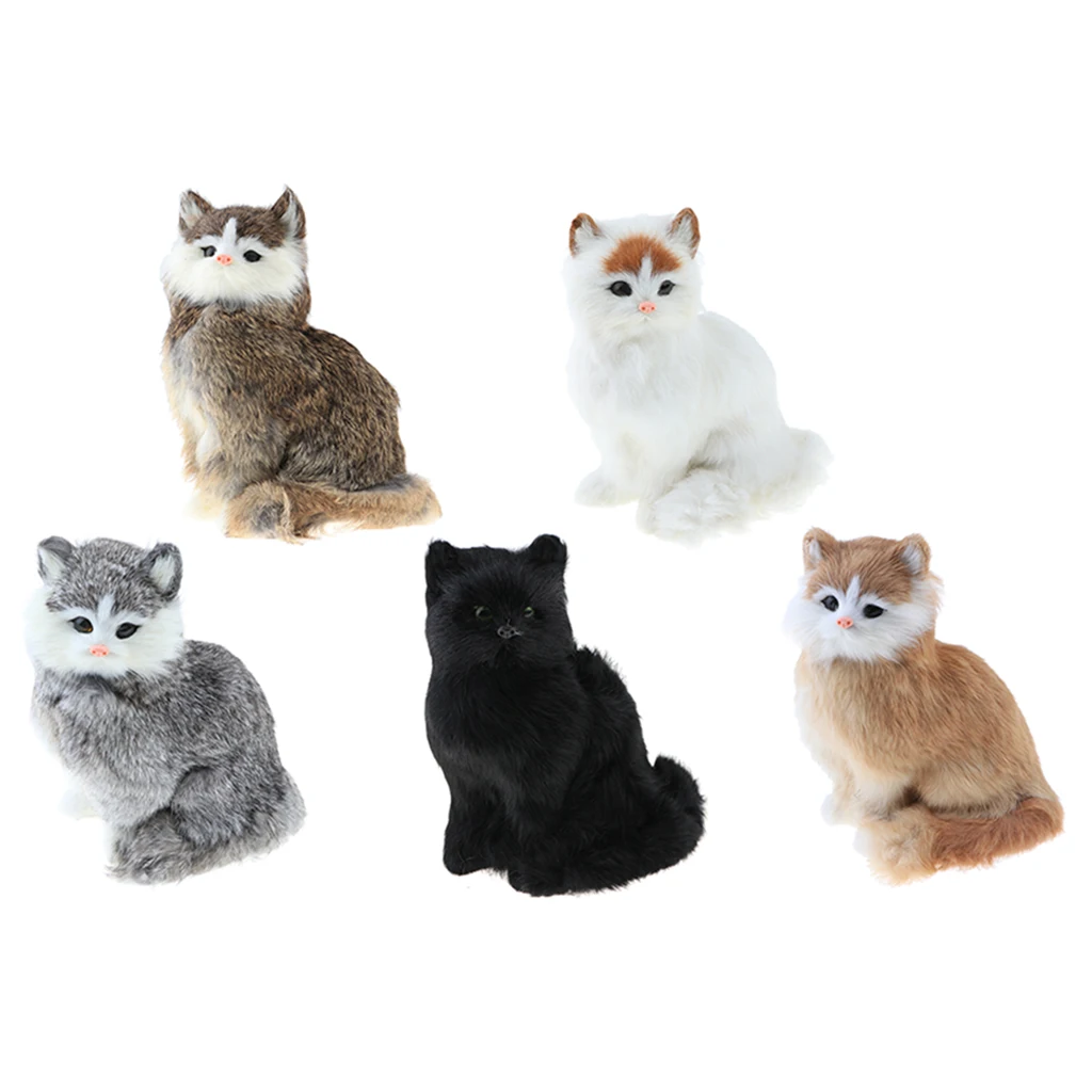 Simulation Faux Fur Horse/ Cat Model Kids Educational Toy Handicraft Collection Home Ornament