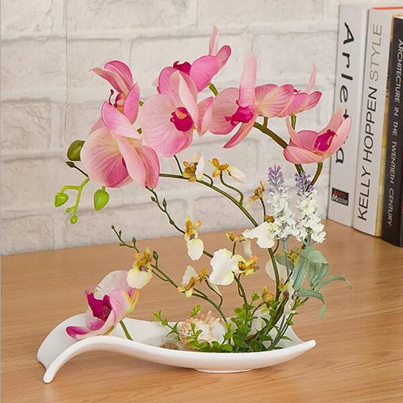 

Wedding decoration high simulation Phalaenopsis suit plus the finished ceramic pots Phalaenopsis home decoration