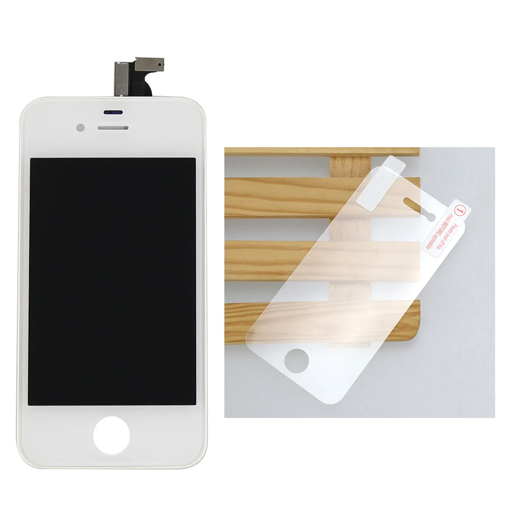 

For iPhone 4S LCD Display Touch Screen Digitizer Assembly With Frame + Screen Protector, White Free Shipping