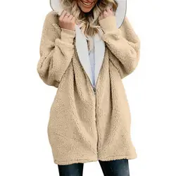 S-5XL пальто из искусственного меха плюшевого медведя, куртка, женская мода, открытый стежок, зимнее пальто с капюшоном, женский длинный