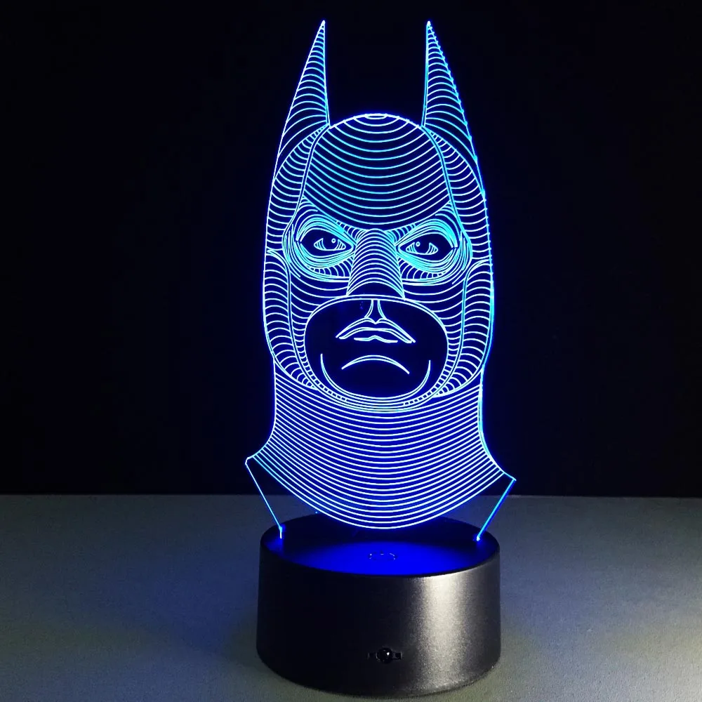 1 Chaohui Marvel Герой Бэтмен маска логотип 3D светодиодный светильник визуальный Toch крутая фигура детские игрушки Настольный Ночной светильник Luminaria подарок для детей - Испускаемый цвет: 1