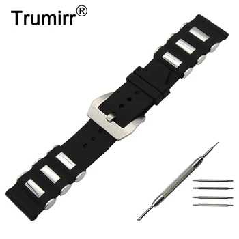 

21mm 22mm 23mm 24mm Silicone Rubber Watch Band + Too for Hamilton Stainless Steel Pre-v Buckle Strap Wrist Belt Bracelet Black