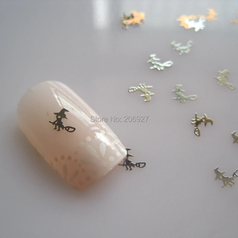 MS301 1 100 шт серия Хеллоуин Серебряная Милая ведьма металлическая наклейка для
