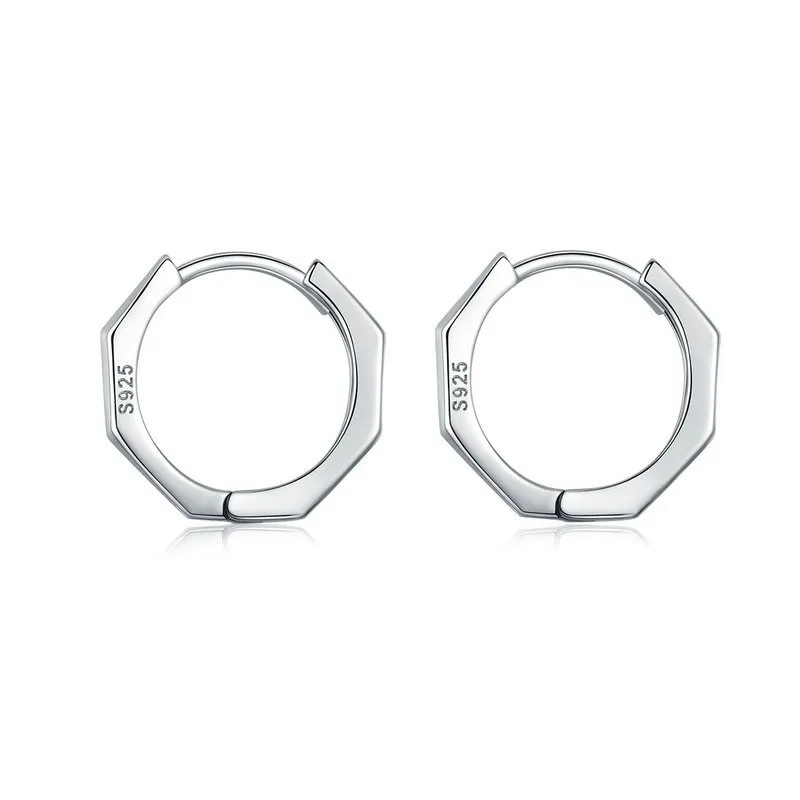 

Minimalist Geometric Hoop Earrings for Women Authentic 925 Sterling Silver Small Simple Ear Hoops Fine Jewelry SCE622