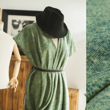 Pure silk crepe de chine fabric,imitate denim prints,green,slight sheen,smooth,sew for blouse,skirt,dress,craft by the yard