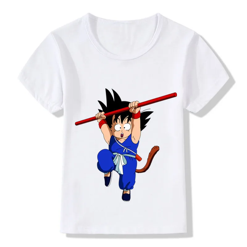 Детская забавная футболка с рисунком из мультфильма «Гоку» Для малышей детская одежда с аниме «Жемчуг дракона» летняя футболка для мальчиков и девочек ooo5072 - Цвет: whiteD