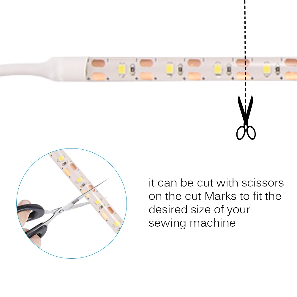 1 шт. USB питание 50 см 5 в светодиодный светильник веревка Светодиодная лента швейный светильник ing Kit IP55 с сенсорным диммером для швейной машины