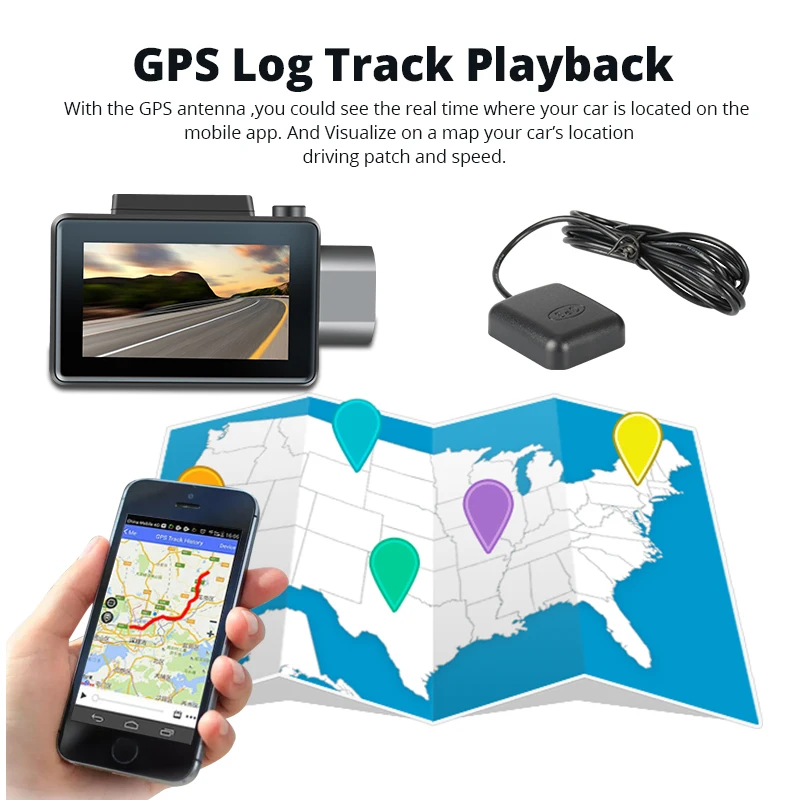Phisung K9 dash cam pro 3G Автомобильный видеорегистратор с Android GPS log двойной объектив 1080p