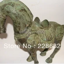 Азиатские антикварные Редкие китайская бронза Статуэтка «Лошадь»